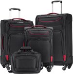 Coolife Luggage 3 Piece Set Suitcase Spinner Softshell lightweight (blue+sliver)
